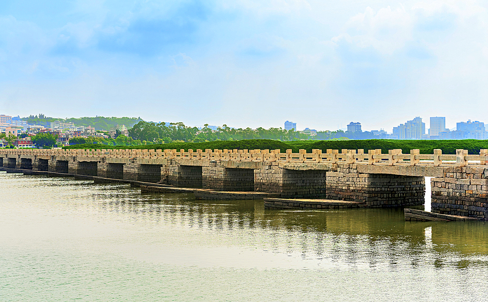 Luoyang Bridge, one of the four famous ancient bridges in China. Built in 1059, this is China's first stone bay bridge. Quanzhou: Emporium of the World (UNESCO World Heritage), Fujian Province, China