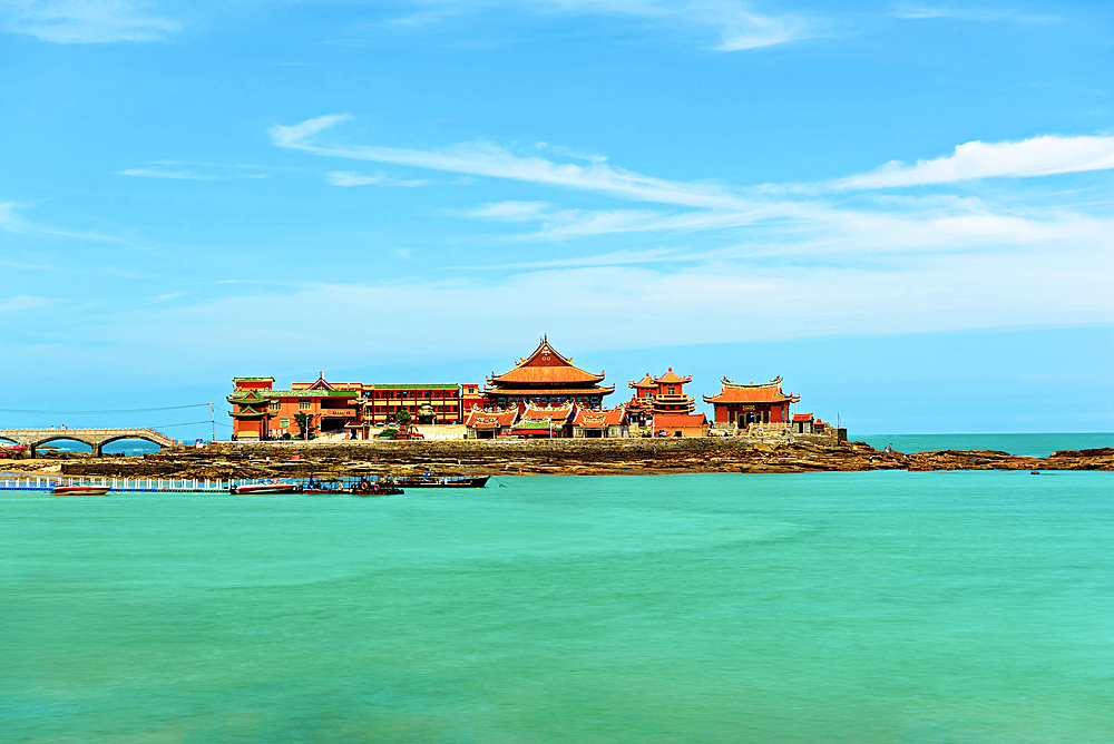 Luojia Temple, Shishi, Quanzhou, Fujian Province, China. The temple is built extended into the sea.