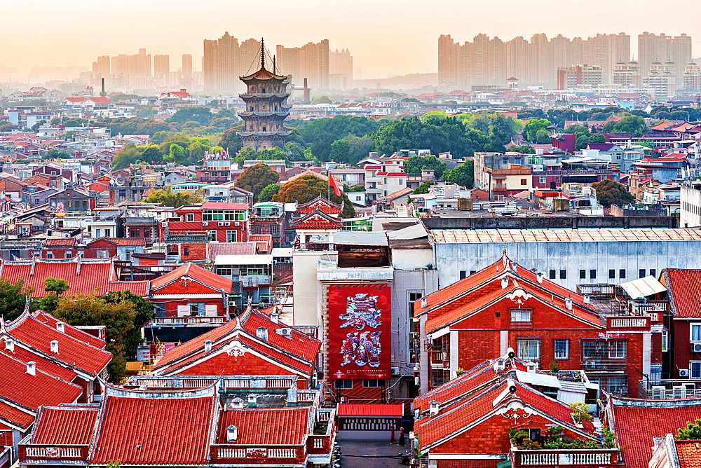 Sunset view of the old town of Quanzhou: Emporium of the World (UNESCO World Heritage), Fujian Province, China