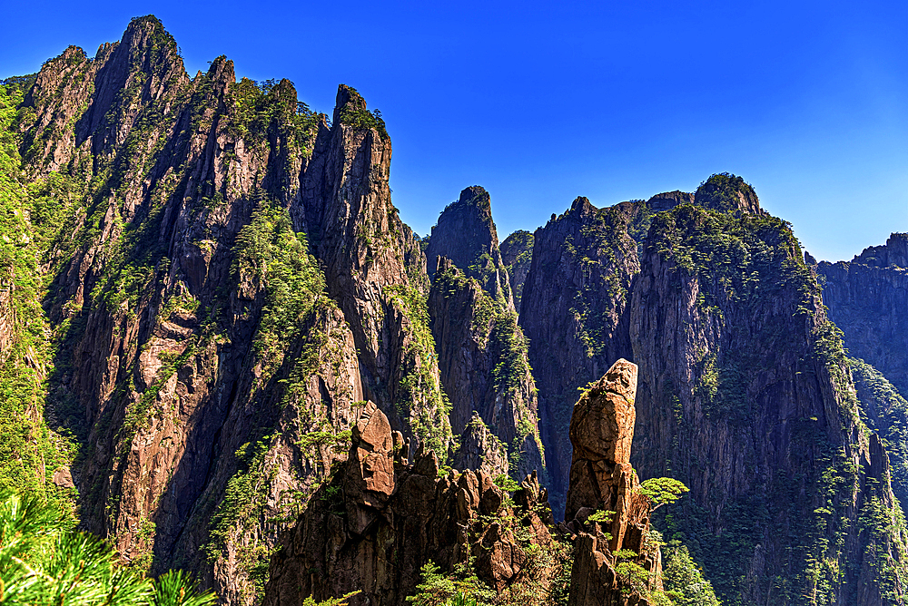 Stone with a face. Huangshan (Mt Huang), UNESCO World Heritage and UNESCO Global Geopark, Anhui Province, China.