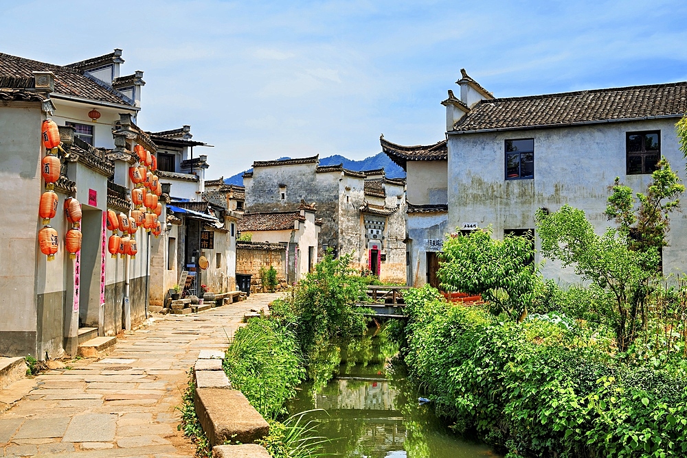 Pingshan Ancient Village, Huangshan City, Anhui, China. This millennia old village still retains many historic buildings from the Ming and Qing Dynasty era.