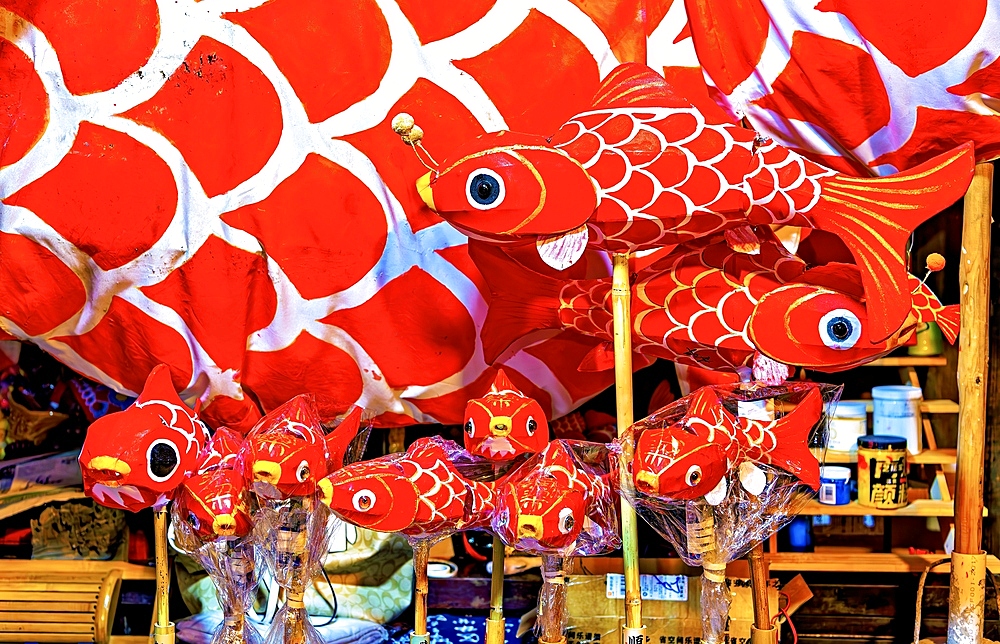 Handcrafted fish lanterns, an intangible cultural heritage artform of Anhui Province, China.