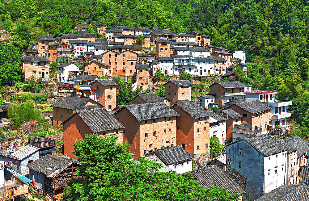 YangChan Tulou, an ancient earthen buildings village of more than 400 years nestled in the mountains in She County, Huangshan, Anhui Province, China. The oldest standing building in the village is more than 200 years old.