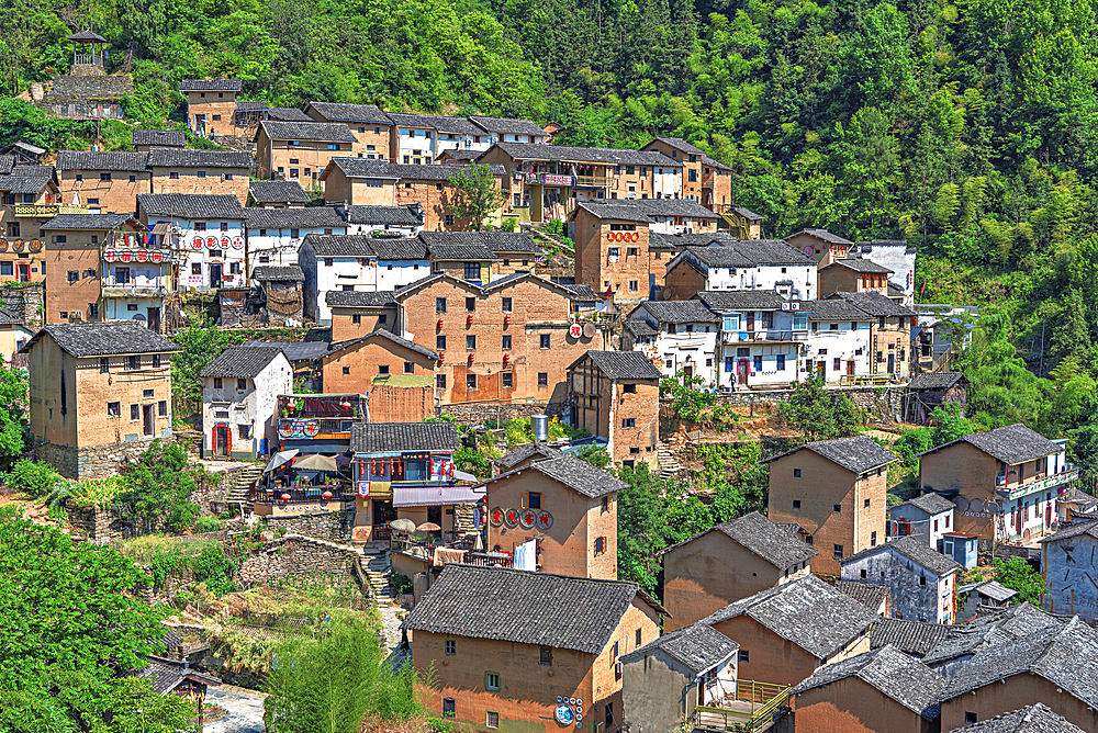 YangChan Tulou, an ancient earthen buildings village of more than 400 years nestled in the mountains in She County, Huangshan, Anhui Province, China. The oldest standing building in the village is more than 200 years old.