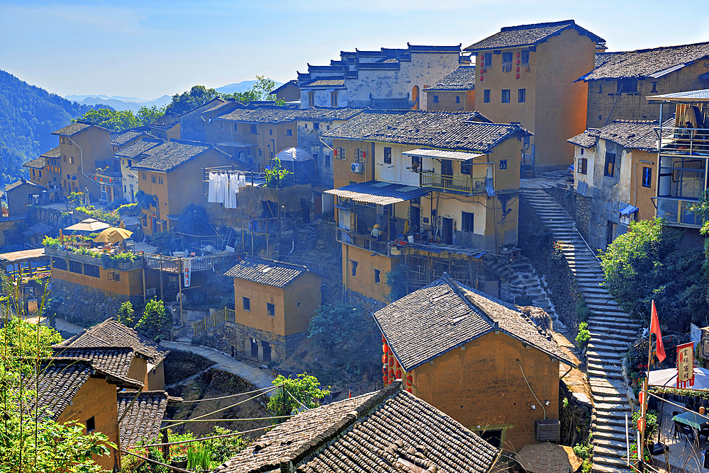 YangChan Tulou, an ancient earthen buildings village of more than 400 years nestled in the mountains in She County, Huangshan, Anhui Province, China. The oldest standing building in the village is more than 200 years old.