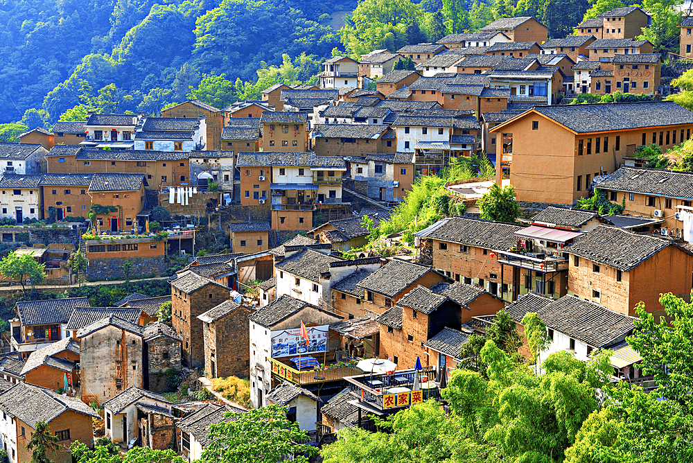 YangChan Tulou, an ancient earthen buildings village of more than 400 years nestled in the mountains in She County, Huangshan, Anhui Province, China. The oldest standing building in the village is more than 200 years old.