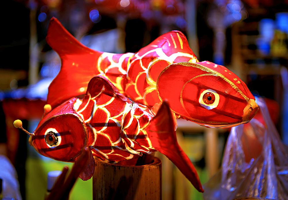 Handcrafted fish lanterns, an intangible cultural heritage artform of Anhui Province, China.