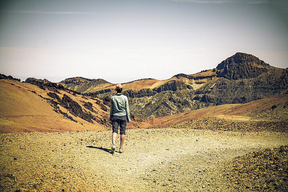 woman hiking in El Teide national park Tenerife