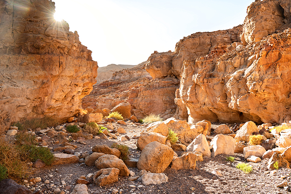 Beautiful natural rocky landscape of the red canyon in Eilat, israel