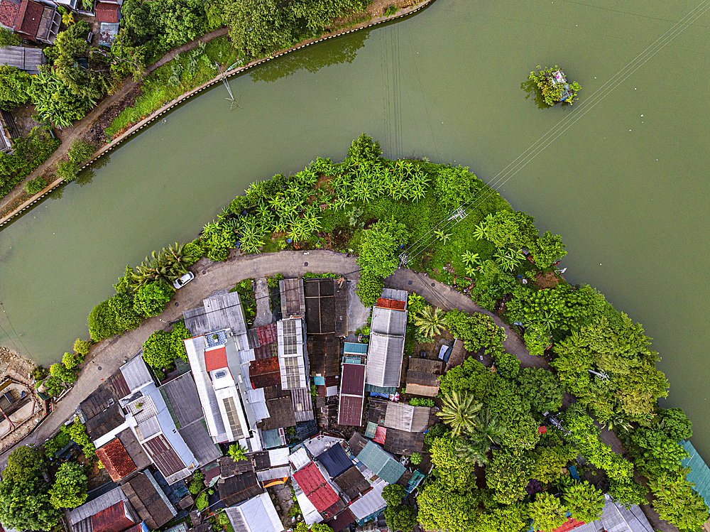 Houses on the banks of the Perfume River, Hue, Central Vietnam