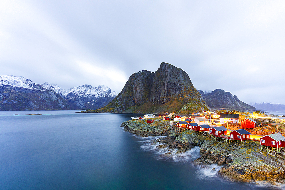 Red rorbu cabins, Hamnoy, Reine, Lofoten Islands, Norway