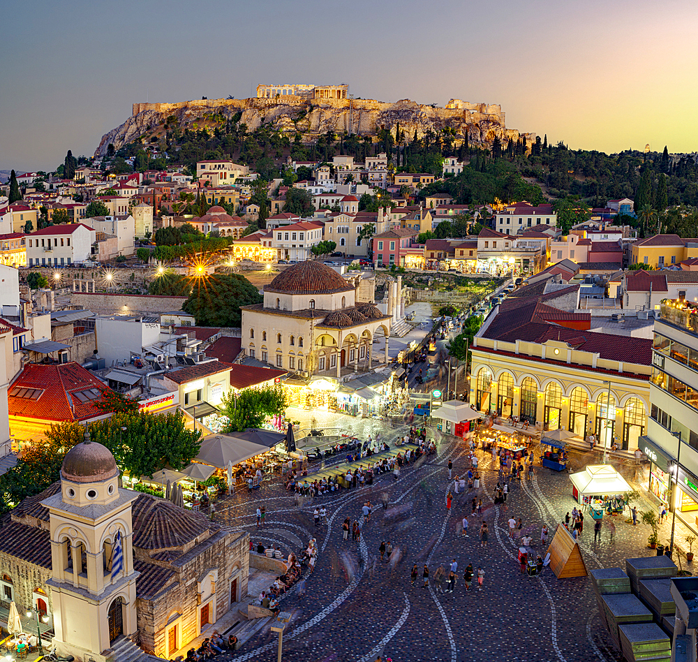 Monastiraki Square and Acropolis, Athens, Greece
