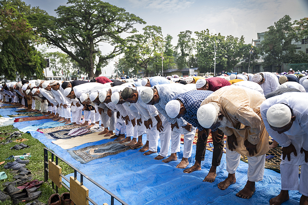 Muslim devotees offer prayers at an Eidgah to celebrate Eid al-Adha in Guwahati, India on 7 June 2025.