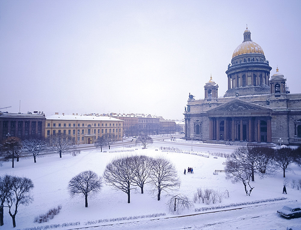 St. Isaac's Cathedral in snow, St. Petersburg, Russia