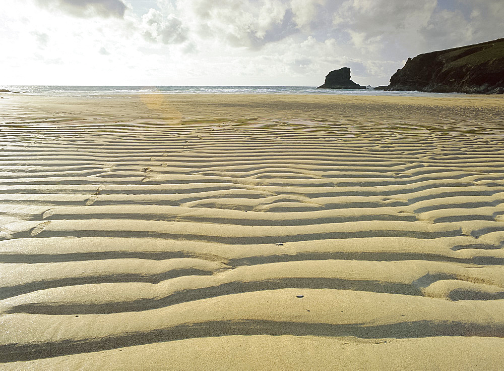 Ripples of sand, Porthcothan Bay, Cornwall, England, UK, Europe