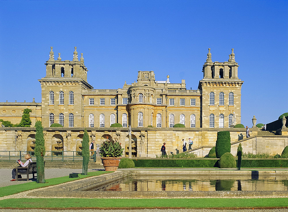 Blenheim Palace and water terrace, Oxfordshire, England, UK, Europe