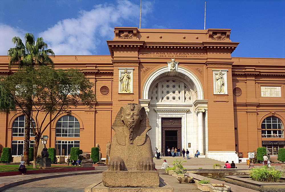 Sphinx outside the Egyptian Museum, Cairo, Egypt, North Africa, Africa