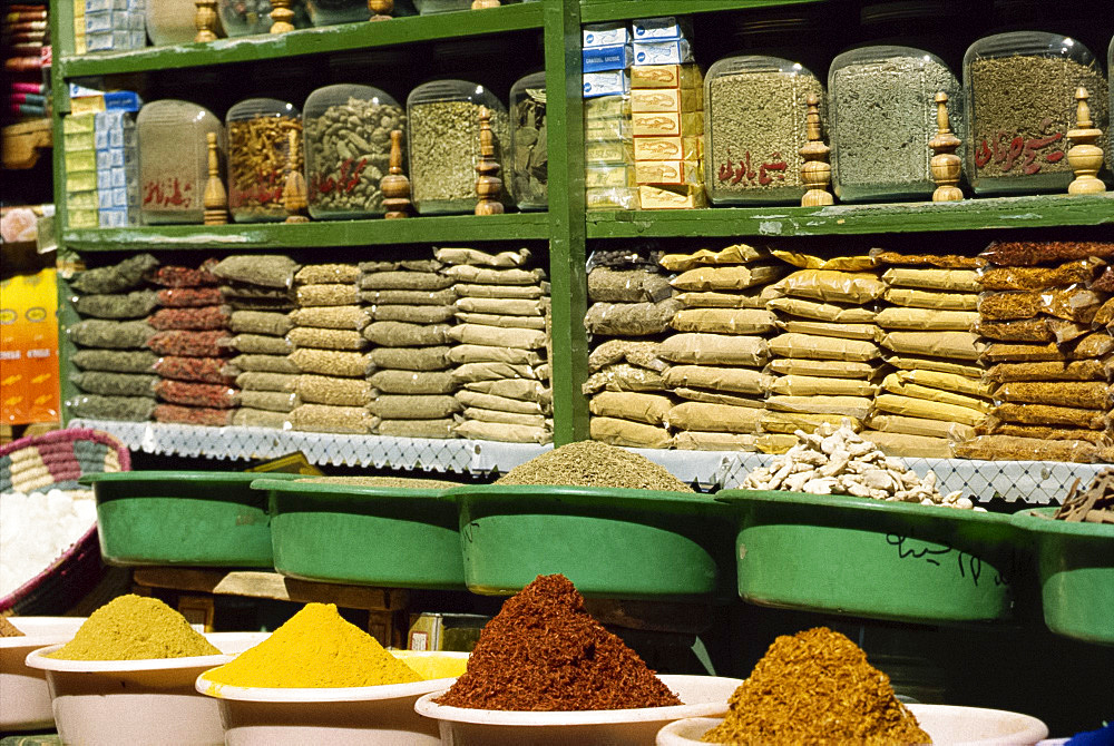 Close-up of spices for sale in a shop in Luxor, Egypt, North Africa, Africa