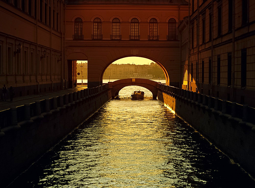 The Winter Canal at dusk, St. Petersburg, Russia