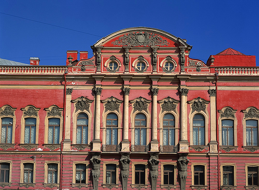 Facade of the Beloselsky-Belozersky Palace in St. Petersburg, Russia, Europe