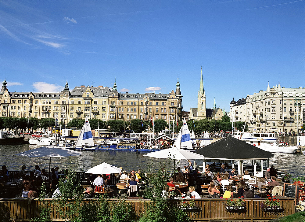 Waterside cafe, Stockholm, Sweden, Scandinavia, Europe