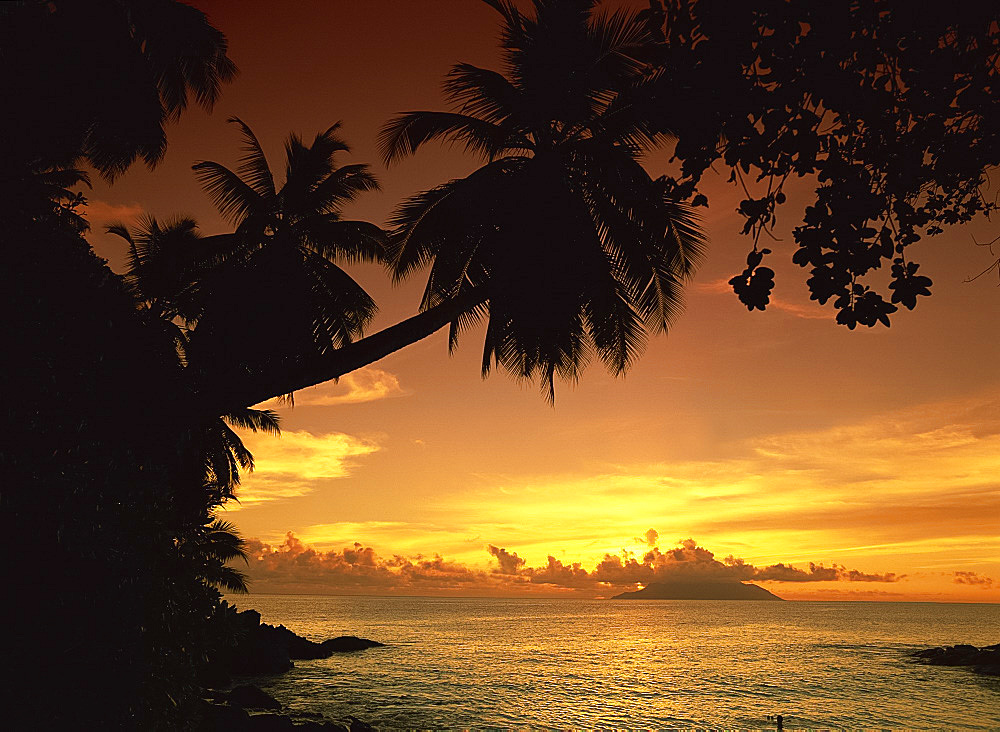 Sunset from Le Northolme Hotel, Beau Vallon Bay, Mahe, Seychelles, Indian Ocean, Africa