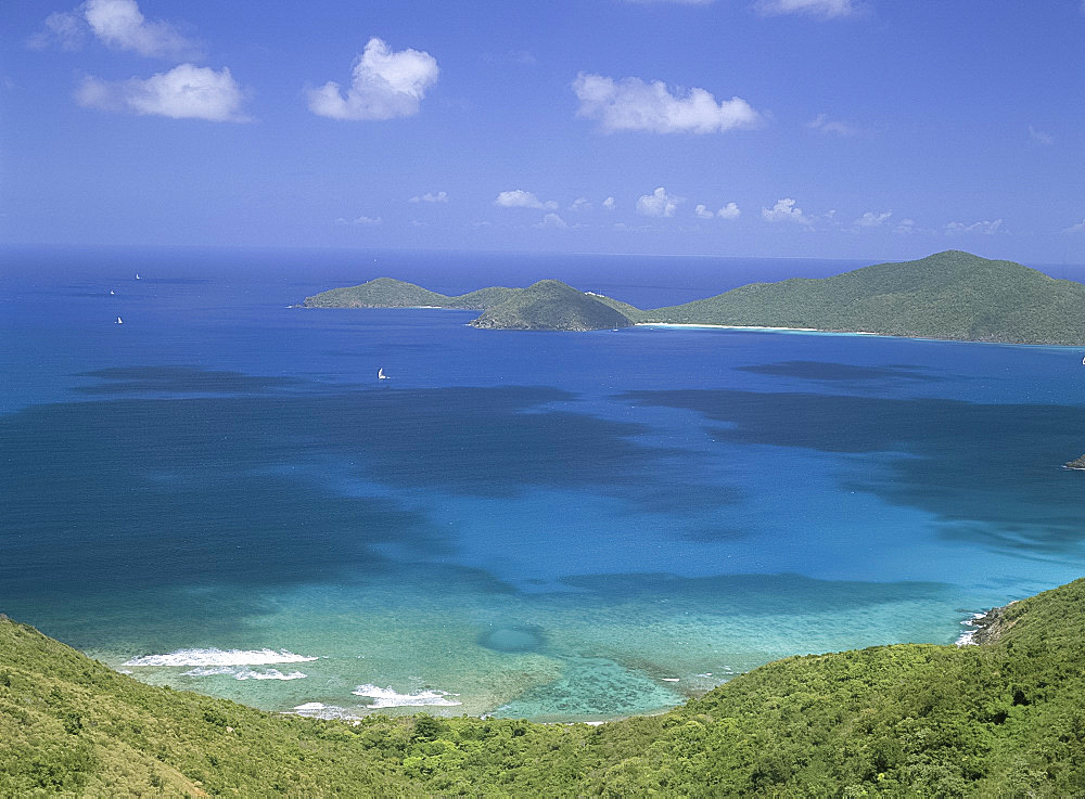 Aerial view of the North Sound, Virgin Gorda, British Virgin Islands, West Indies, Caribbean, Central America