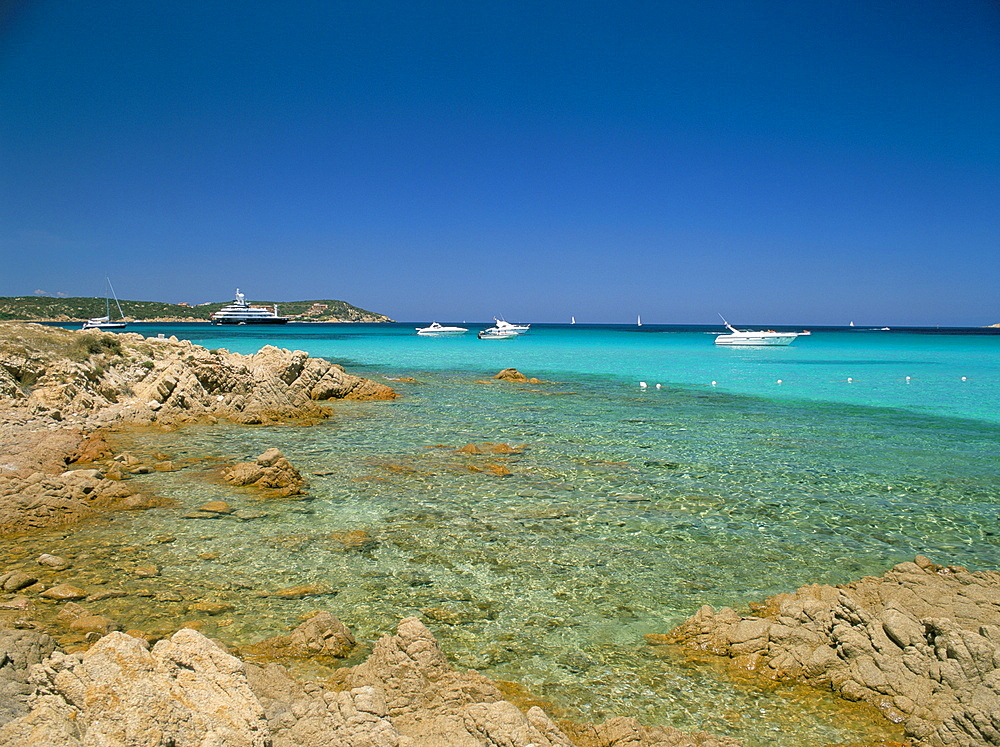 Yachts in Golfo Pero, island of Sardinia, Italy, Mediterranean, Europe