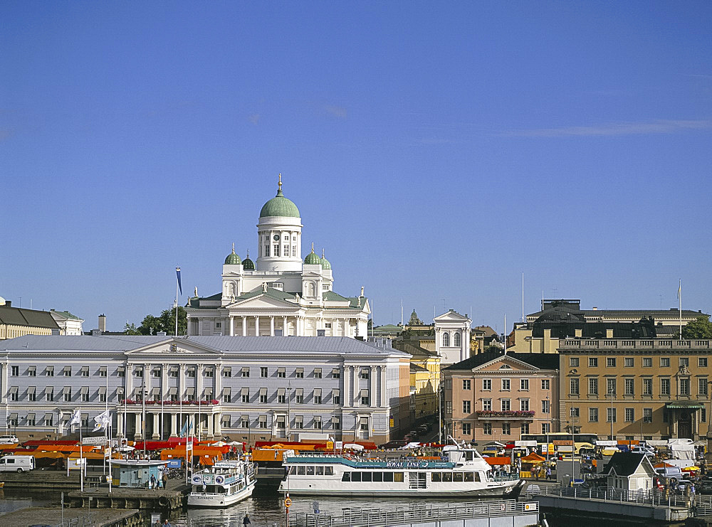 Helsinki skyline and White Church (Lutheran cathedral), Helsinki, Finland, Scandinavia, Europe