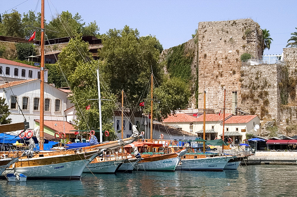 Yachts in the old port in Antalya, Anatolia, Turkey, Asia Minor,Asia