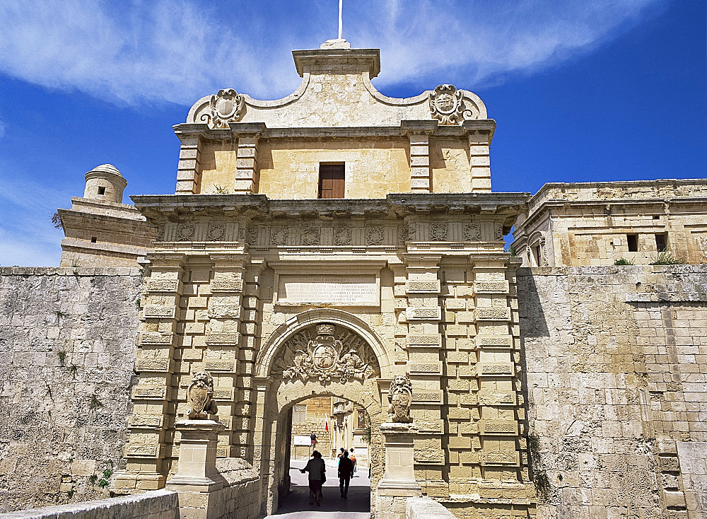 The main gate of the ancient city of Mdina, Malta, Europe