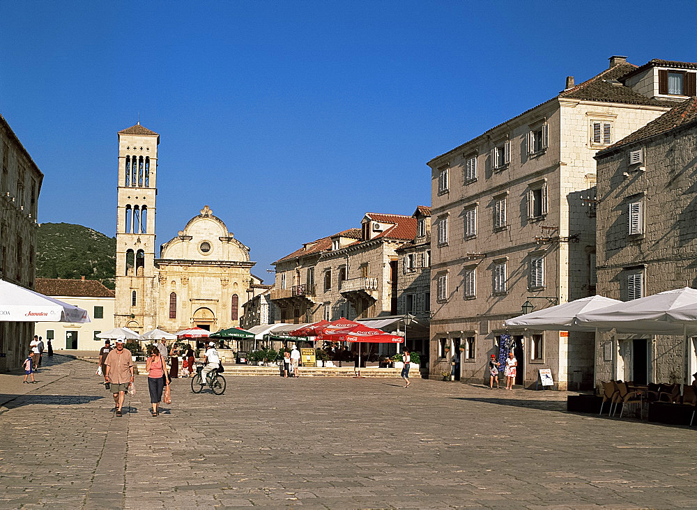 St. Stephen's church and square, Hvar Town, Hvar, Croatia, Europe