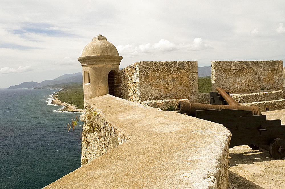 A triangular lunette at the Castillo del Morro, a fortess at the entrance to the Bay of Santiago, UNESCO World Heritage Site, 10 km southwest of Santiago de Cuba, Cuba, West Indies, Central America