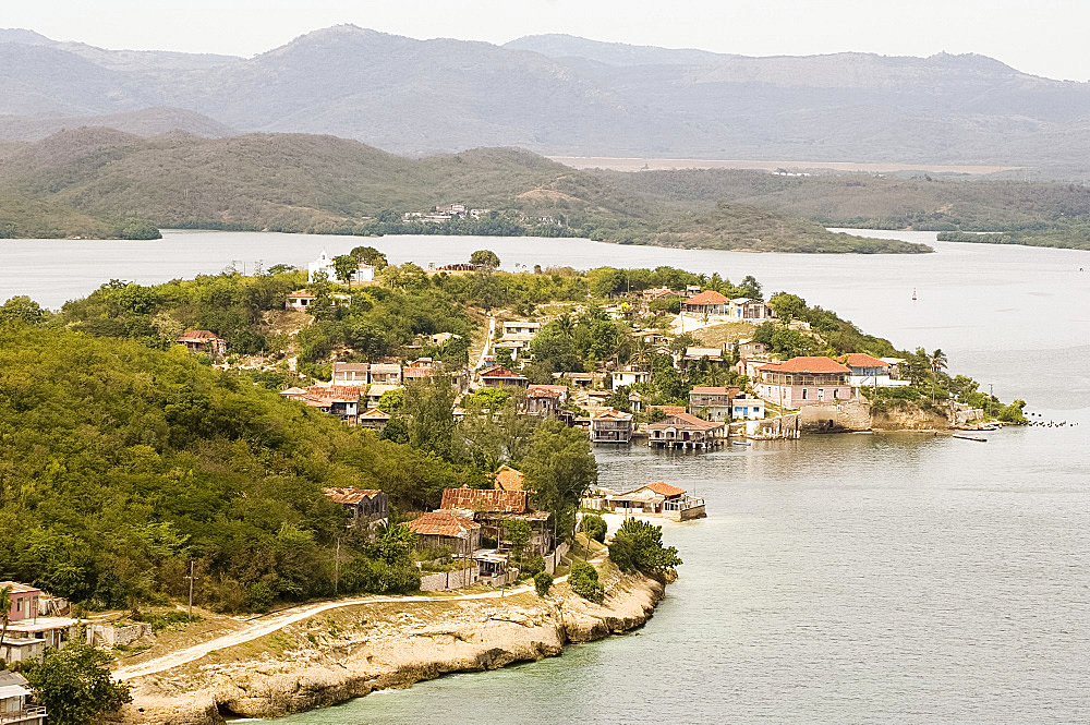 Cayo Gramma, a small island with a fishing village in the middle of the Bay of Santiago, outside Santiago de Cuba, Cuba, West Indies, Central America