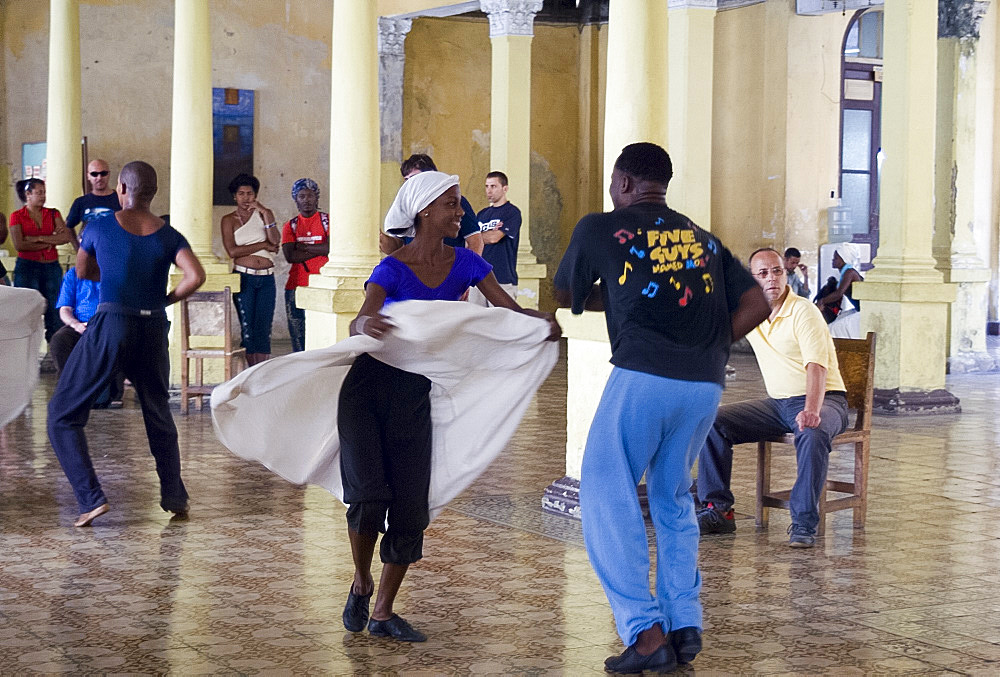 Dancers during a rehearsal in an old hall, Santiago de Cuba, Cuba, West Indies, Central America