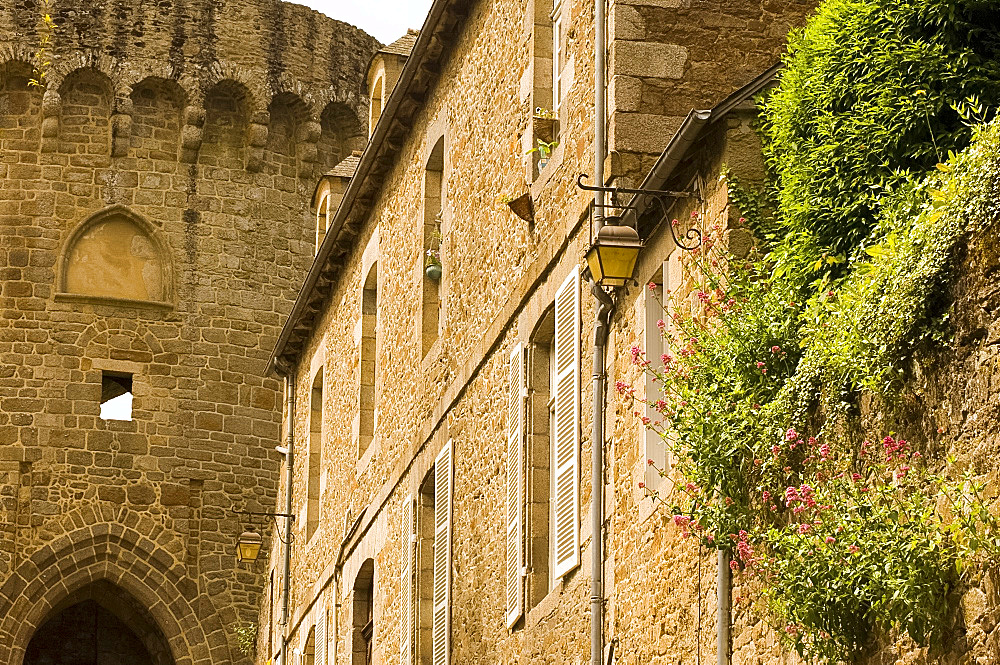 The fortress and old stone house in Dinan, Brittany, France, Europe