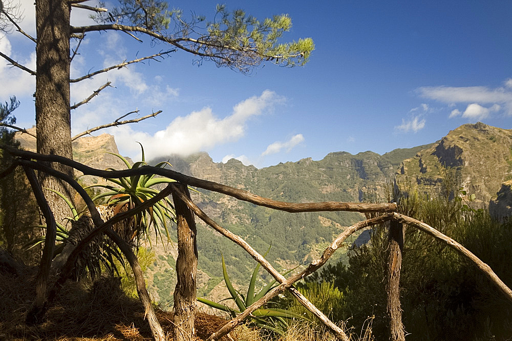 A view of the Curral da Freiras, a valley surrounded by high peaks near Funchal, Madeira, Portugal, Europe