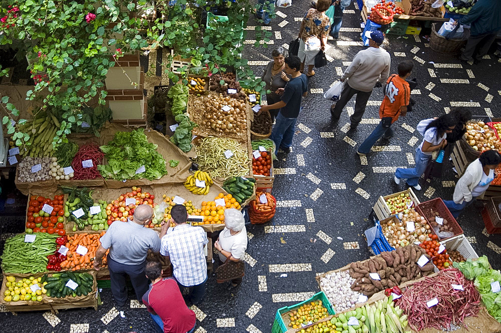 Fresh fruit and vegetables in the market, Funchal, Madeira, Portugal, Europe