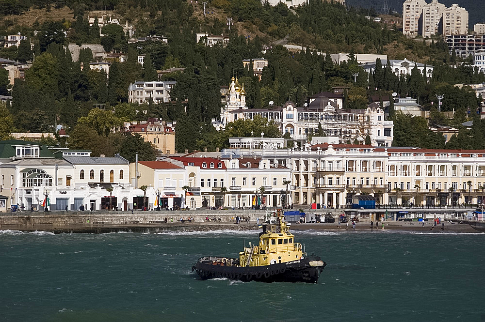 A view of Yalta from the ship, Yalta, Crimea, Ukraine, Europe