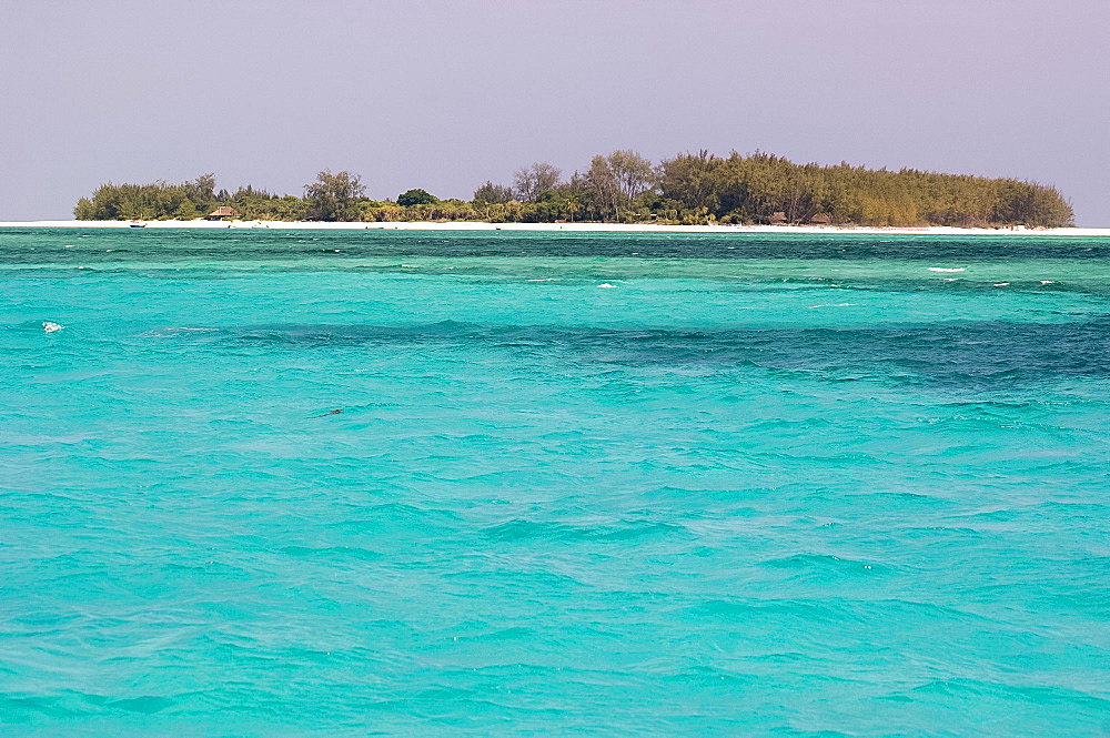 Clear blue sea and Mnemba Island near Zanzibar, Tanzania, East Africa, Africa