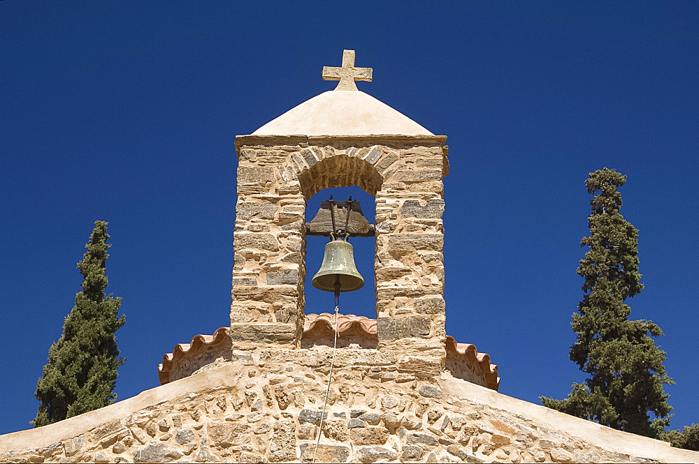 The small stone Byzantine Church of Agios Nikolaos in the grounds of the Minos Palace Hotel near the town of Agios Nikolaos, Crete, Greek Islands, Greece, Europe