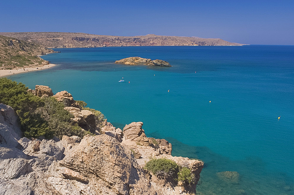 A view of the coast at Vai in Eastern Crete, Greek Islands, Greece, Europe