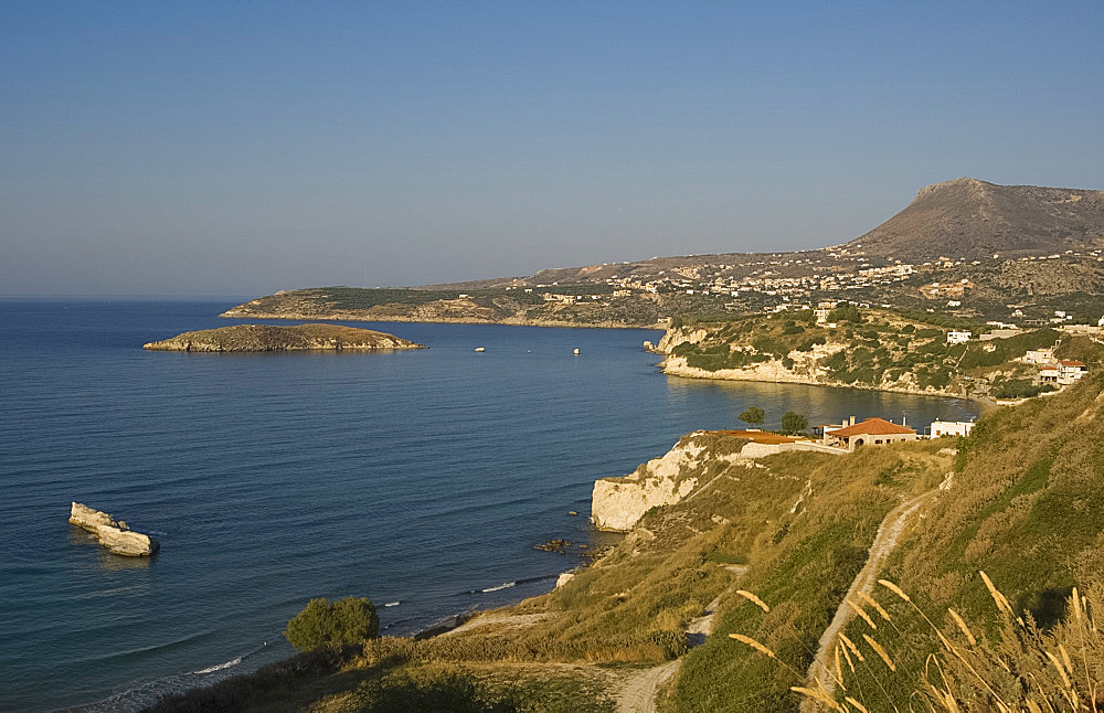 A view of the northern coast of Crete near Almiridia, Crete, Greek Islands, Greece, Europe