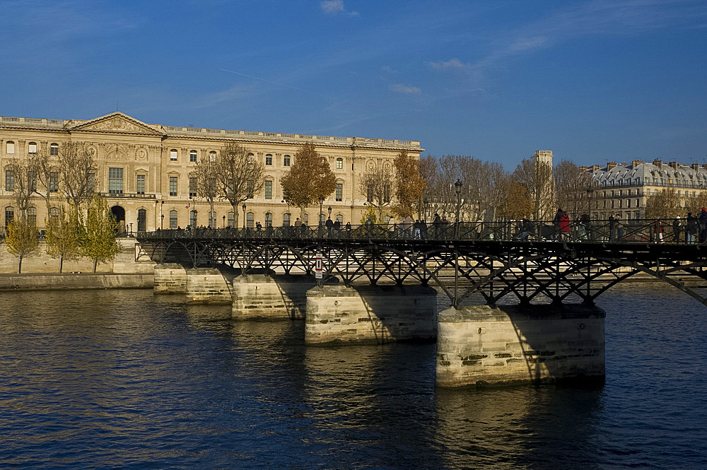 The Pont des Arts, a pedestrian bridge across the River Seine, Paris, France, Europe