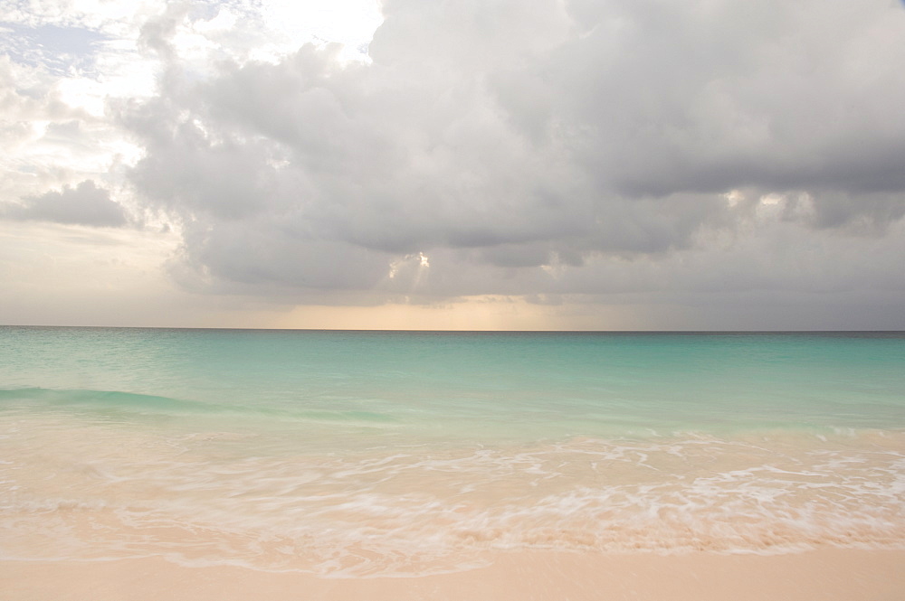 Storm clouds over the sea at Pink Sands Beach, Harbour Island, The Bahamas, West Indies, Central America