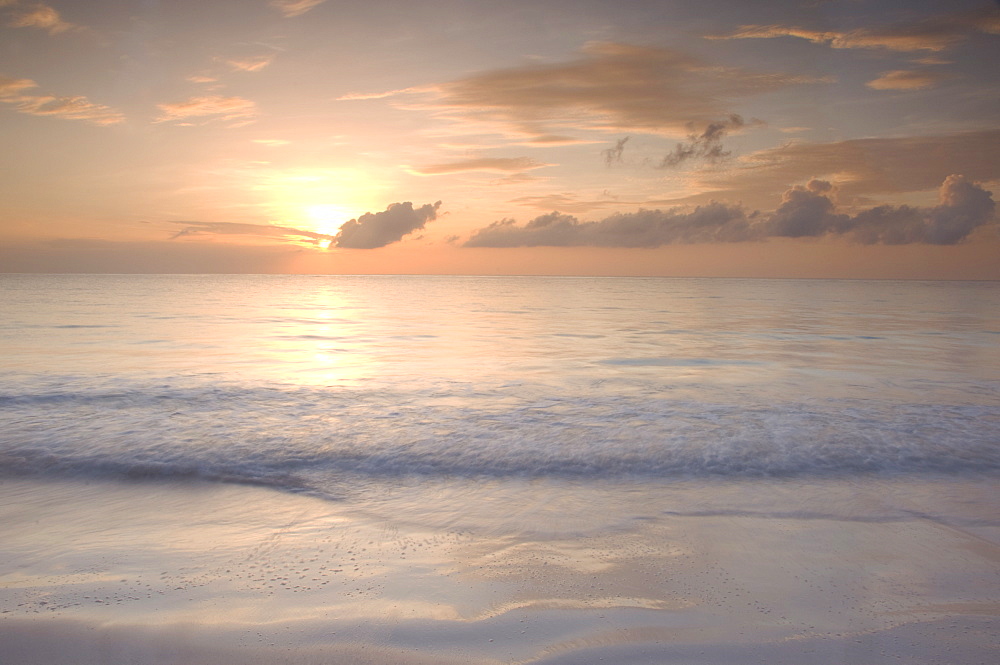 Sunrise on Pink Sands Beach, Harbour Island, The Bahamas, West Indies, Central America