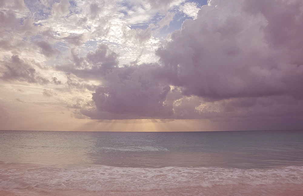 Storm Clouds over the sea at Pink Sands Beach, Harbour Island, The Bahamas, West Indies, Central America