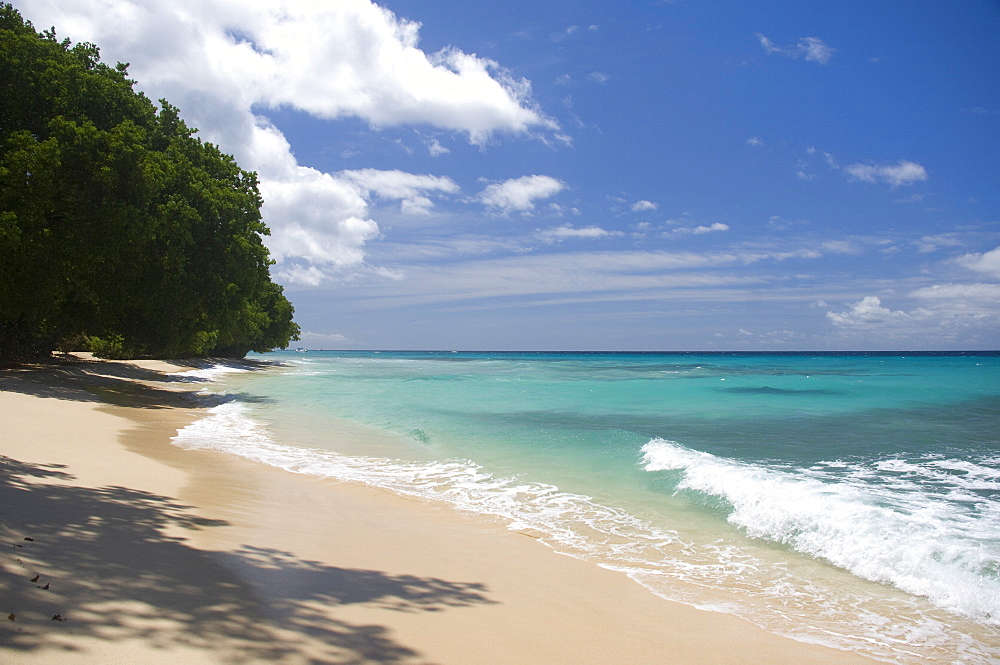 Sea and sand at Sandy Lane Bay on the west coast of Barbados, Windward Islands, West Indies, Caribbean, Central America