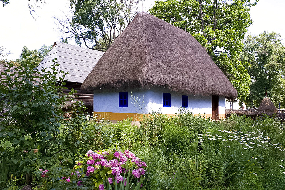 Traditional rural buildings in the open air Village and Folk Art Museum, Bucharest, Romania, Europe