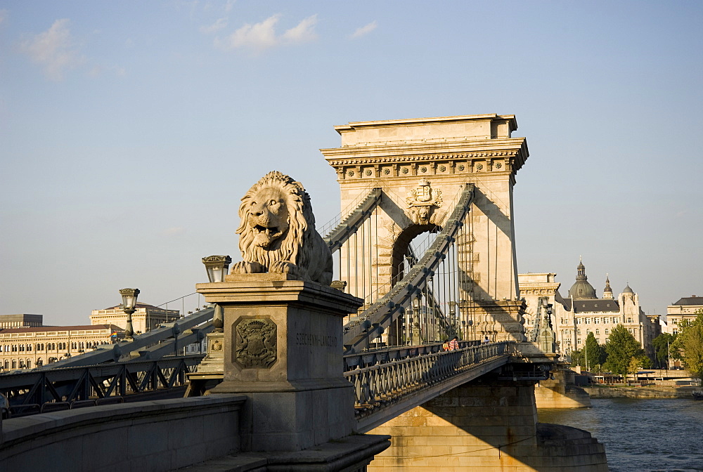 The Chain Bridge over the Danube River, Budapest, Hungary, Europe